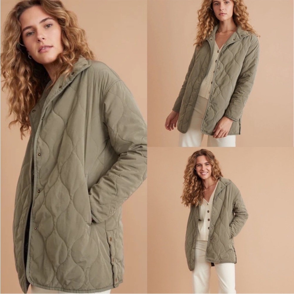 Marine Layer quilted coat with flower lining- sold out!